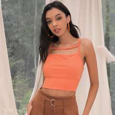 Однотонный топ с разрезом Shein