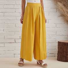 Однотонные плиссированные широкие брюки Shein