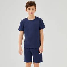 Однотонная футболка и шорты с карманом для мальчиков Shein