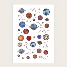 1 лист наклейка для ногтей с узором планеты Shein