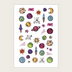 1 лист наклейка для ногтей с узором планеты Shein