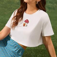 Вышивка Растения Повседневный Футболки Shein