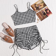 Пижама в клетку на кулиске Shein