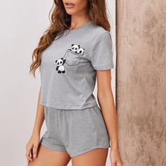 Мультяшный принт милый Пижама Shein