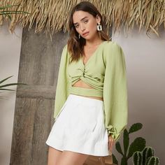 Застежка Одноцветный Повседневный Шорты Shein