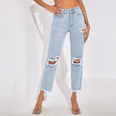 Рваные джинсы с высокой талией Shein