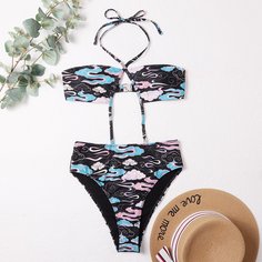 Слитный купальник с рисунком облака Shein