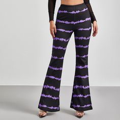 Брюки-клеш с принтом тай-дай Shein