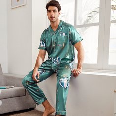 с карманами Мультяшный принт Повседневный Мужская домашняя одежда Shein