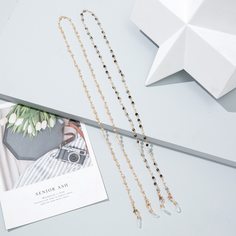 2шт цепочка для очков с бусинами Shein