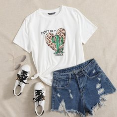 Растения Повседневный Футболки Shein