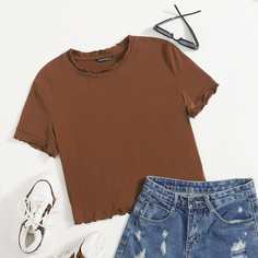 Однотонная футболка с оригинальной отделкой Shein