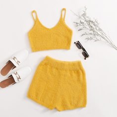 Вязаная майка и шорты Shein