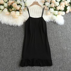 С оборками Одноцветный Повседневный Платья размер плюс Shein