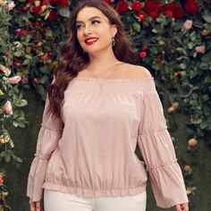 Блузка размера плюс с открытыми плечами Shein