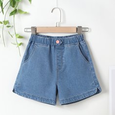 Джинсовые шорты с карманом для девочек Shein