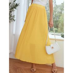 Однотонная плиссированная юбка с эластичной талией Shein