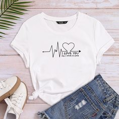 Лозунг Повседневный Футболка размера плюс Shein
