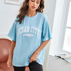 Футболка оверсайз с текстовым принтом Shein