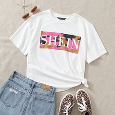 Футболка с текстовым принтом Shein