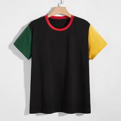 Мужская футболка с короткими рукавами в стиле колор-блок Shein