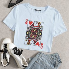 Футболка с принтом игральной карты Shein