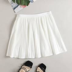 на молнии Одноцветный Повседневный Юбки Shein