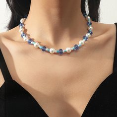 Ожерелье с искусственным жемчугом и кристаллом Shein