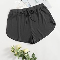 Вязаные пижамные шорты размера плюс с узлом Shein