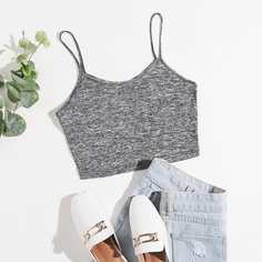 Топ на бретелях с мраморным принтом Shein