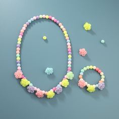 Ожерелье и браслет из бусин с цветком для девочек Shein