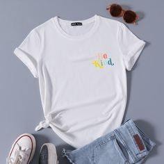 буква Повседневный Футболки Shein