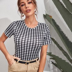 Футболка с узором "хаундстут Shein