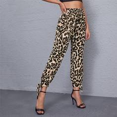 узел Леопардовый Повседневный Брюки Shein