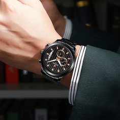 Мужские круглые стрелочные кварцевые часы с датой Shein