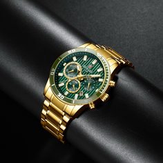 Мужские кварцевые часы с тройным циферблатом и датой Shein