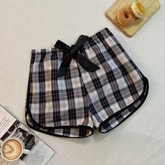 Ночные шорты в клетку с узлом Shein