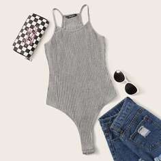 Однотонное Трикотажное Боди Shein