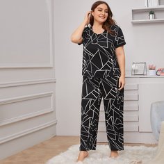 Пижама размера плюс с принтом Shein