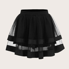 Юбка из органзы с атласной отделкой Shein