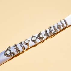 Кольцо в форме коронки со стразами 12шт Shein