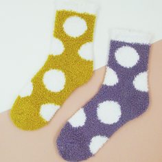 Плюшевые носки с круглым рисунком 2 пары Shein