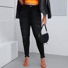 Рваные облегающие джинсы размера плюс Shein