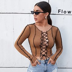 на шнурках Сексуальный Футболки Shein