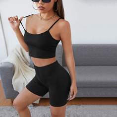 Кроп майка и велошорты Shein