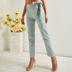 Однотонные брюки с узлом Shein