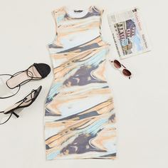 Контрастное облегающее платье Shein