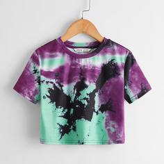 тай дай Повседневный Футболки для девочек Shein