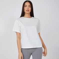 Одноцветный Повседневный Футболки Shein