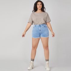Джинсовые шорты размера плюс Shein